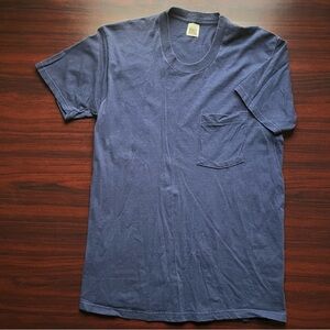 Vintage 90s Fruit Of The Loom Pocket T-shirt Mens L Blue Blank Grunge